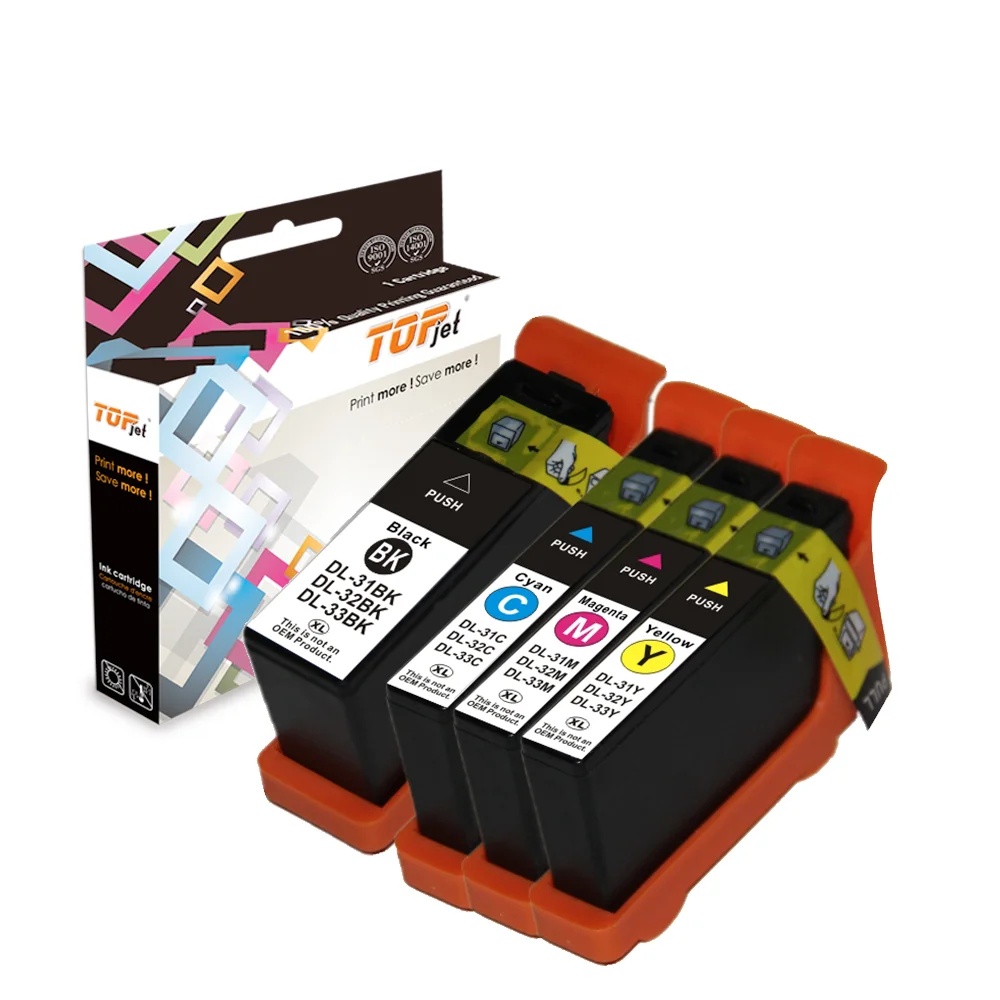 Topjet 31 32 33  Premium Compatible Color Inkjet Ink Cartridge For Dell V525w  V725w 525 725 Wireless Printer