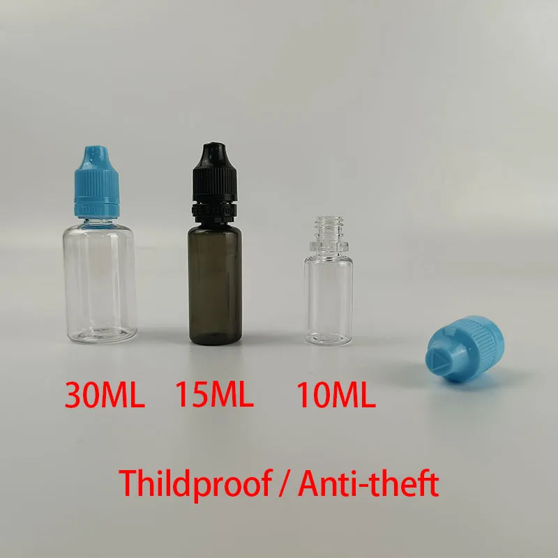 Wholesale Recyclable 10 20 30 50 ml PET Squeeze Dropper Bottle With Child proof Cap Plastic Oil Bottle