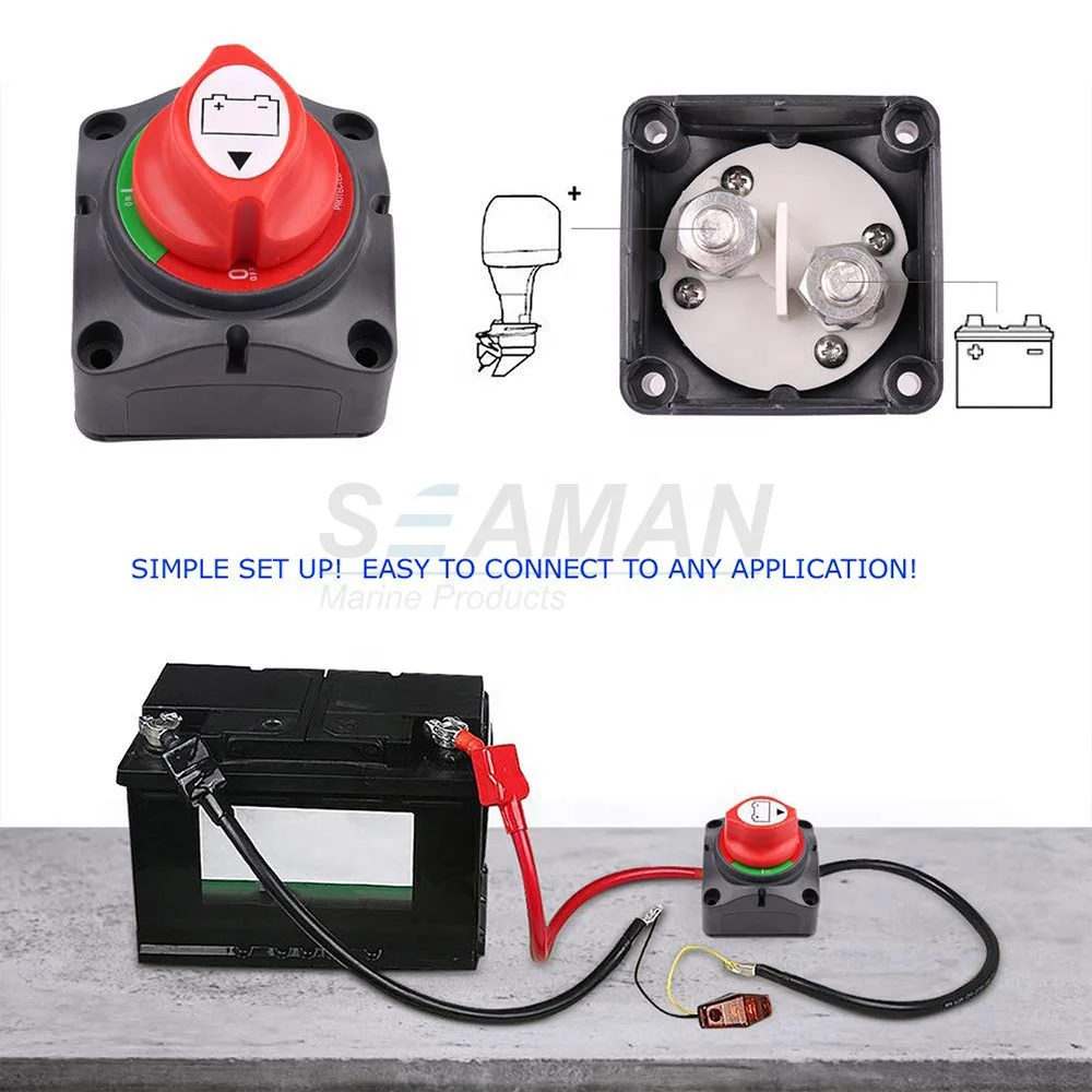 Heavy Duty Waterproof 12V-48V Battery Cut Off Switch (On/Off) for Marine, Boat, Camper, RV, Truck, Trailer Vehicles