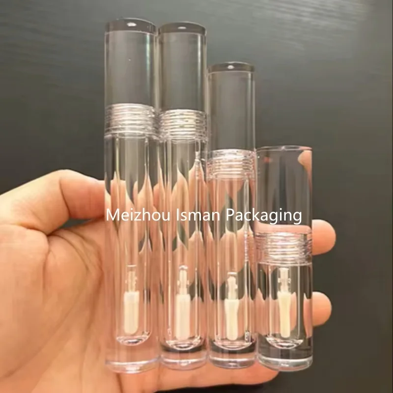 2ml 4ml 5ml 6ml cylinder all clear crystal lip gloss package empty full transparent lipgloss containers wand tube with brush