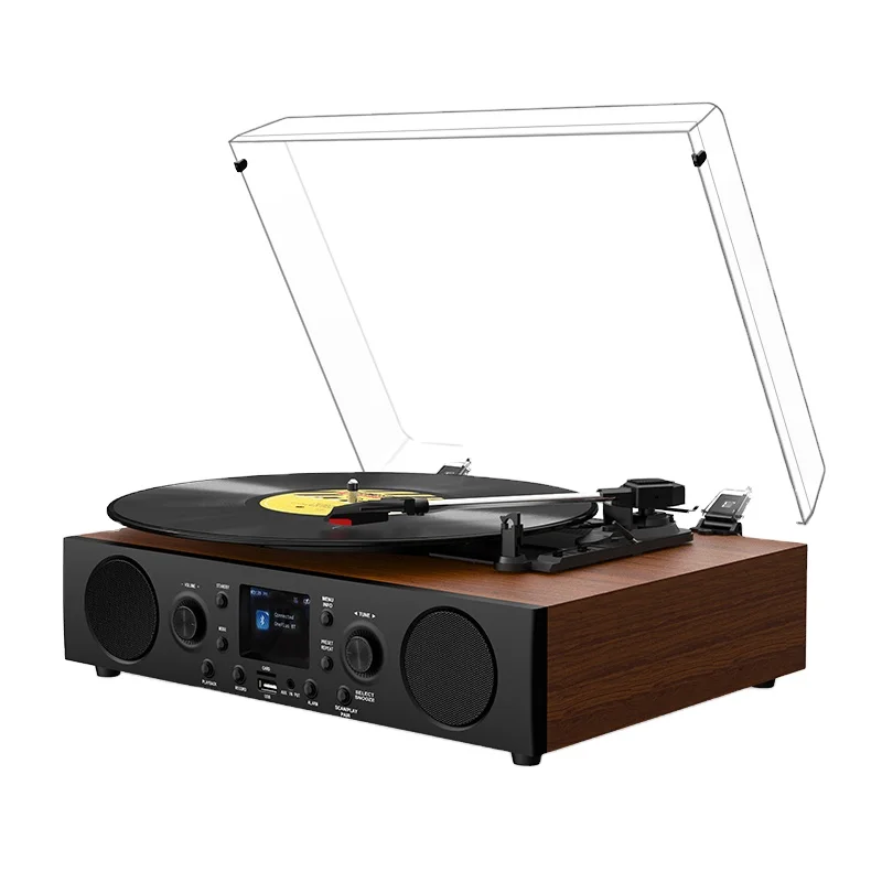 Factory New Design Home Audio Video Equipment Dab Fm Radio Cassette Cd Play Music Record Player Turntable