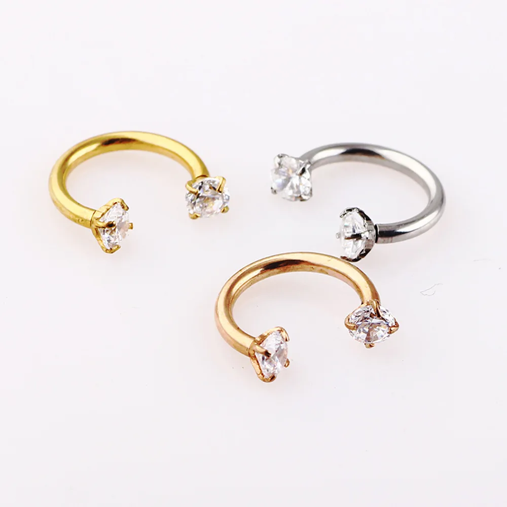 16G 316L Stainless Steel Diamond Horseshoe Nose Ring Nose Piercing