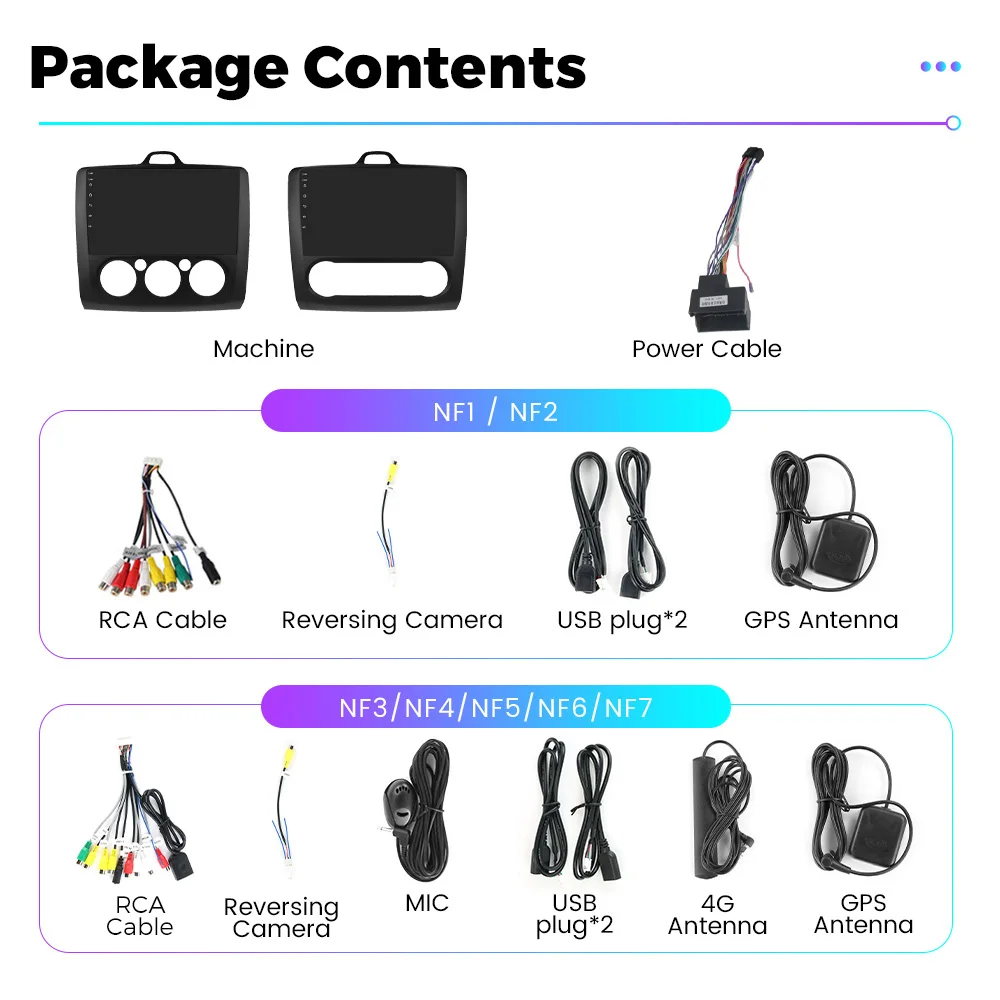 NaviFly NF newest Android qled screen 360camera car play  autoFor Ford Focus 2 2004-2011 support steering wheel control