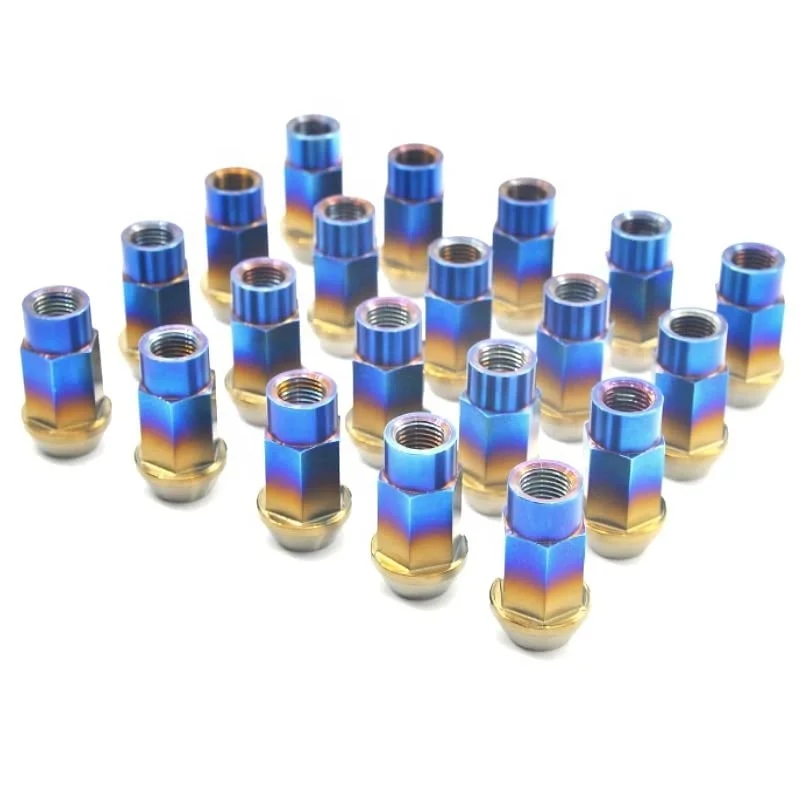 Wholesale custom CNC Machined Anodized PVD Coating Colored m12x1.5 m14x1.5 titanium bolt and nut screw hub wheel lug nuts