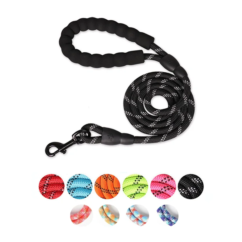 Wholesale drop shipping custom printed logo lead rope luxury adjustable reflective nylon glow in the dark dog pet leash