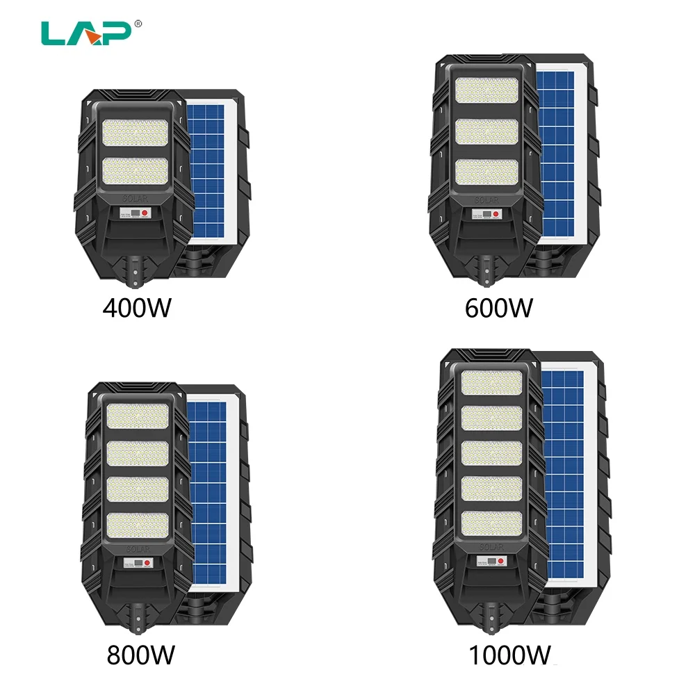LAP Cheap Ip65 Outdoor Mini All In One Module Garden 400w 600w 800w 1000w Solar Led Street Light With Pole