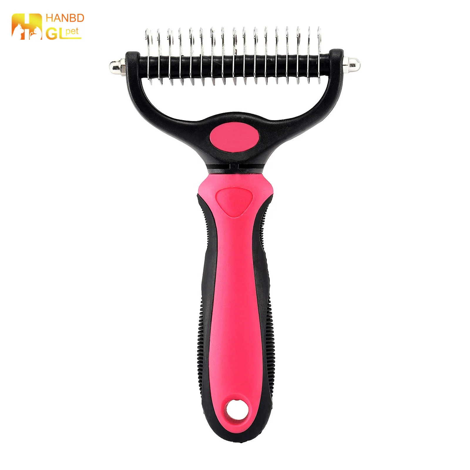HGL HANBD PET Professional Designed stainless steel plastic pet grooming cleaning massage  hair finger fur remover comb  brush