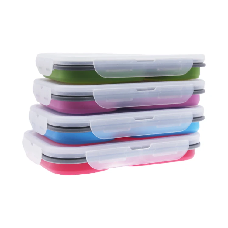
Custom Colourful 2 Compartment Folding Leakproof Lunch Box 