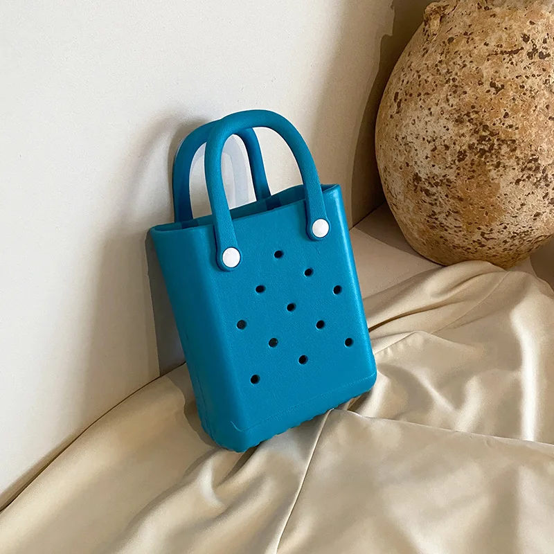 2024 New Arrival Summer Beach Waterproof Diy Charms Hot Pink Colorful High Quality Shopping Tote EVA Bags For Women