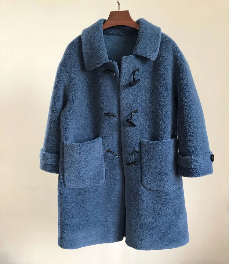 
Women Genuine Long Shearling Sheep Fur Jacket with Chammy Lining Lamb Fur Coat Winter 