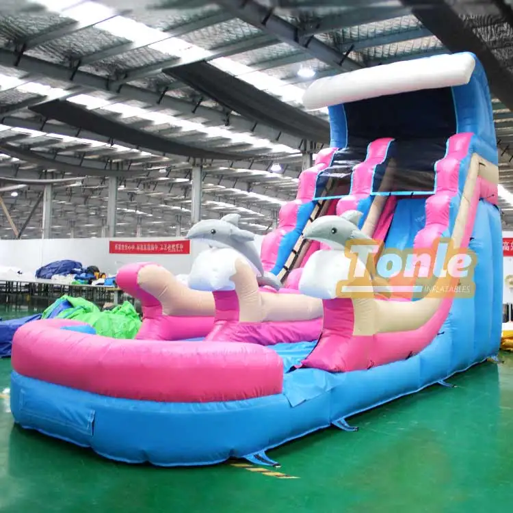custom commercial kids blue dolphin water slide inflatable water slide for party rental