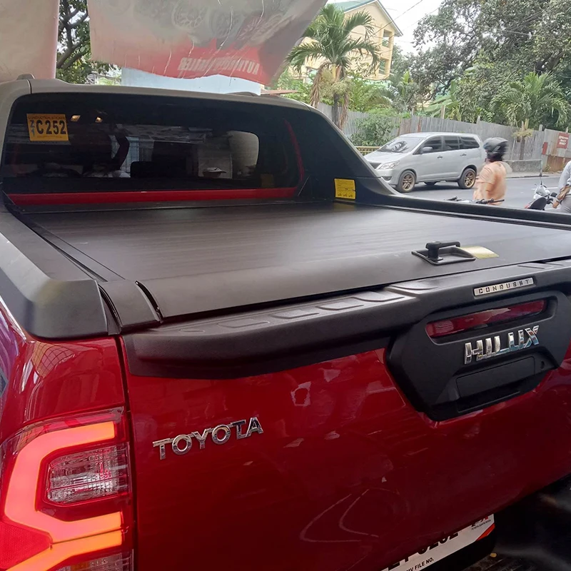 truck bed pickup roller shutter lid electric retractable tonneau cover for hilux rocco revo vigo gun125 hiace conquest
