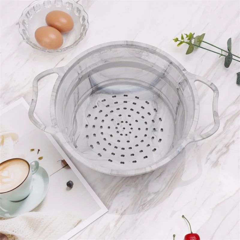 Folding Colander Silicone Fruit Vegetable Silicon Drain Basket Strainer Drain Basket