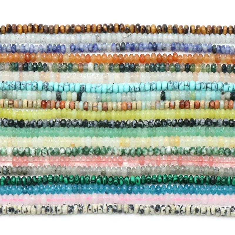 Wholesale Natural Stone 2*4mm Tiger Eye Jade Stone Abacus Beads Rondelle Gemstone Beads Rondelle Saucer Stone Beads for DIY