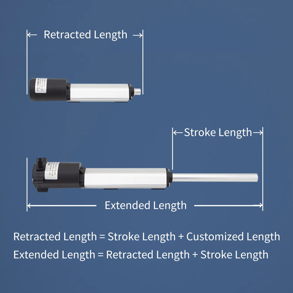 DC 12V 24V 50MM Stroke Worm Drive Types of Linear Actuators
