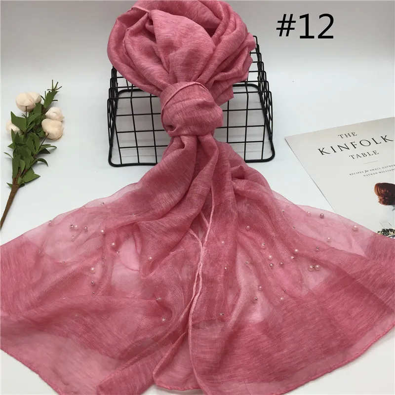 wholesale hot-sale organza pearl scarves dubai women hijab shawls soft cotton hijab