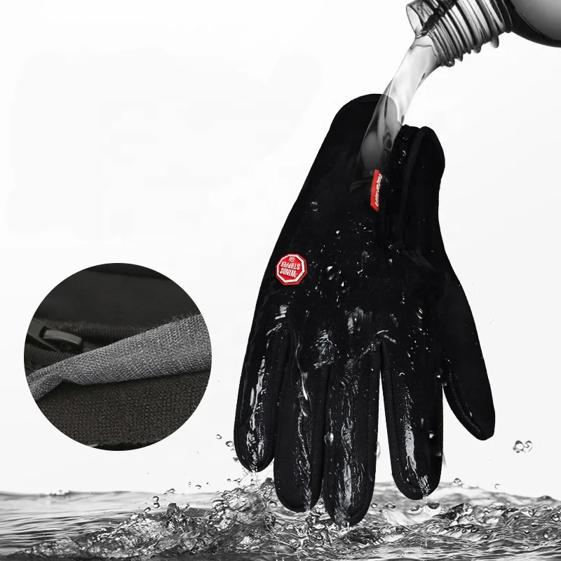 New Hot Sale Waterproof Gloves Winter Touch Screen Windproof Gloves Zipper Sports Warm Plush Ski Gloves