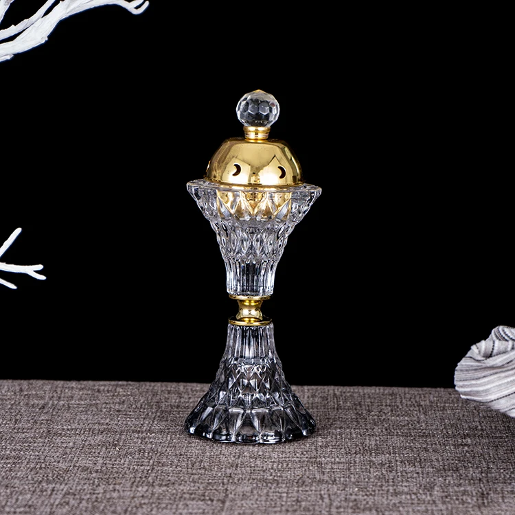 Yiwu Hot sale Handmade crystal burner incense middle east glass crystal incense burner