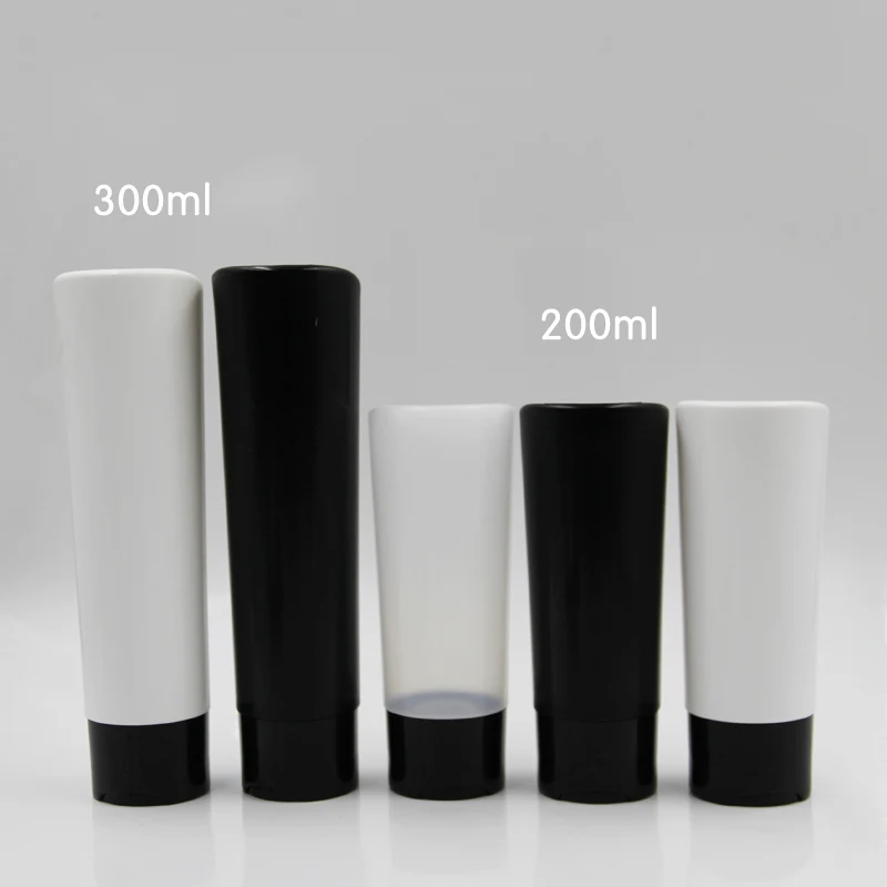 200ml 300ml empty Transparent/white/black flip cap Shower Gel Cosmetic PET plastic shampoo bottle