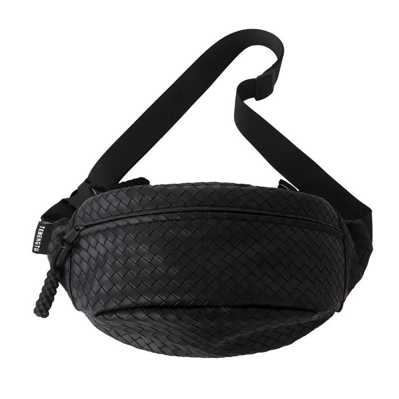 Custom Logo Wholesale Chest Bag Sling Purse Faux Leather Woven Cross Body Bags with Adjustable Strap for Women Men