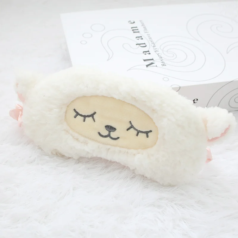 novelty soft Plush blindfold sleeping animal eye mask for girls cartoon colorful student sleep eye mask