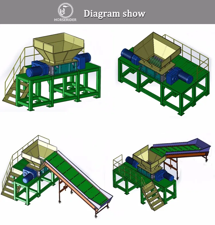 factory price pvc pe pet rubber tire shredder recycling machine/twin shaft shredder/plastic recycling machines