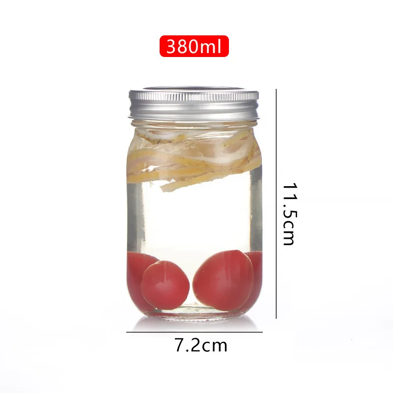 Mason Jar 4oz 8oz 12oz 16oz Airtight Container for Pickling Canning Quilted Wide Mouth Glass Mason Canning Jars With Lid