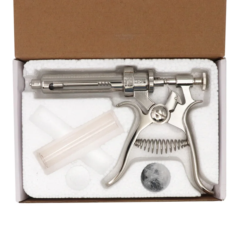 Animals  Veterinary Continuous Injection Automatic  Syringe Revolver Stainless Steel Vaccination Gun For Sale
