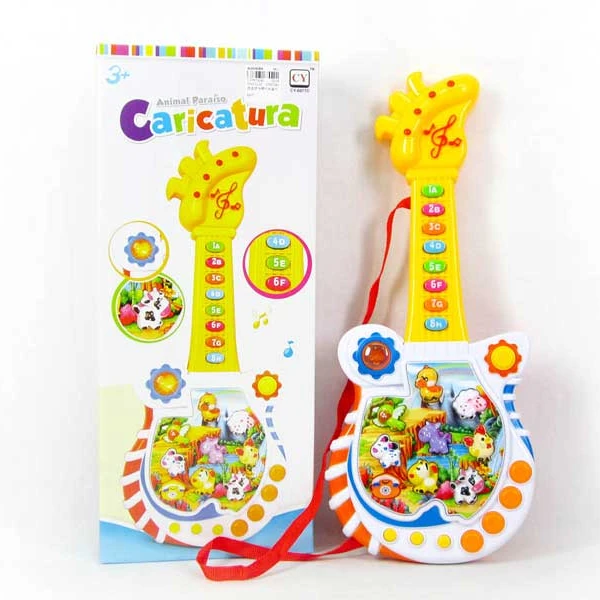  Детская музыкальная гитара испанская мультяшная электрическая с подсветкой и