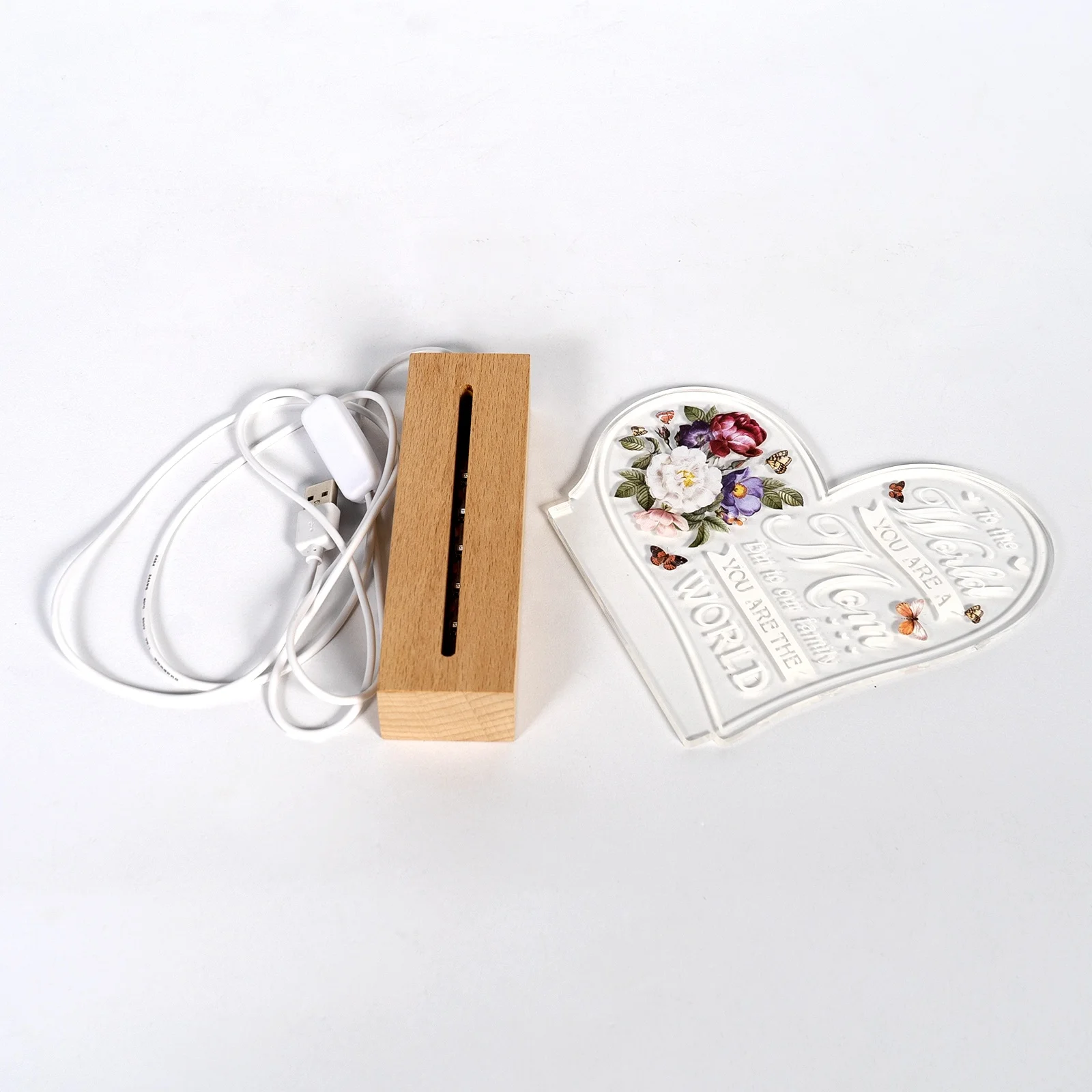 Rgb Beech Wooden Led Light Base Rectangular Oval Solid Wood Lamp Base For Diy Acrylic