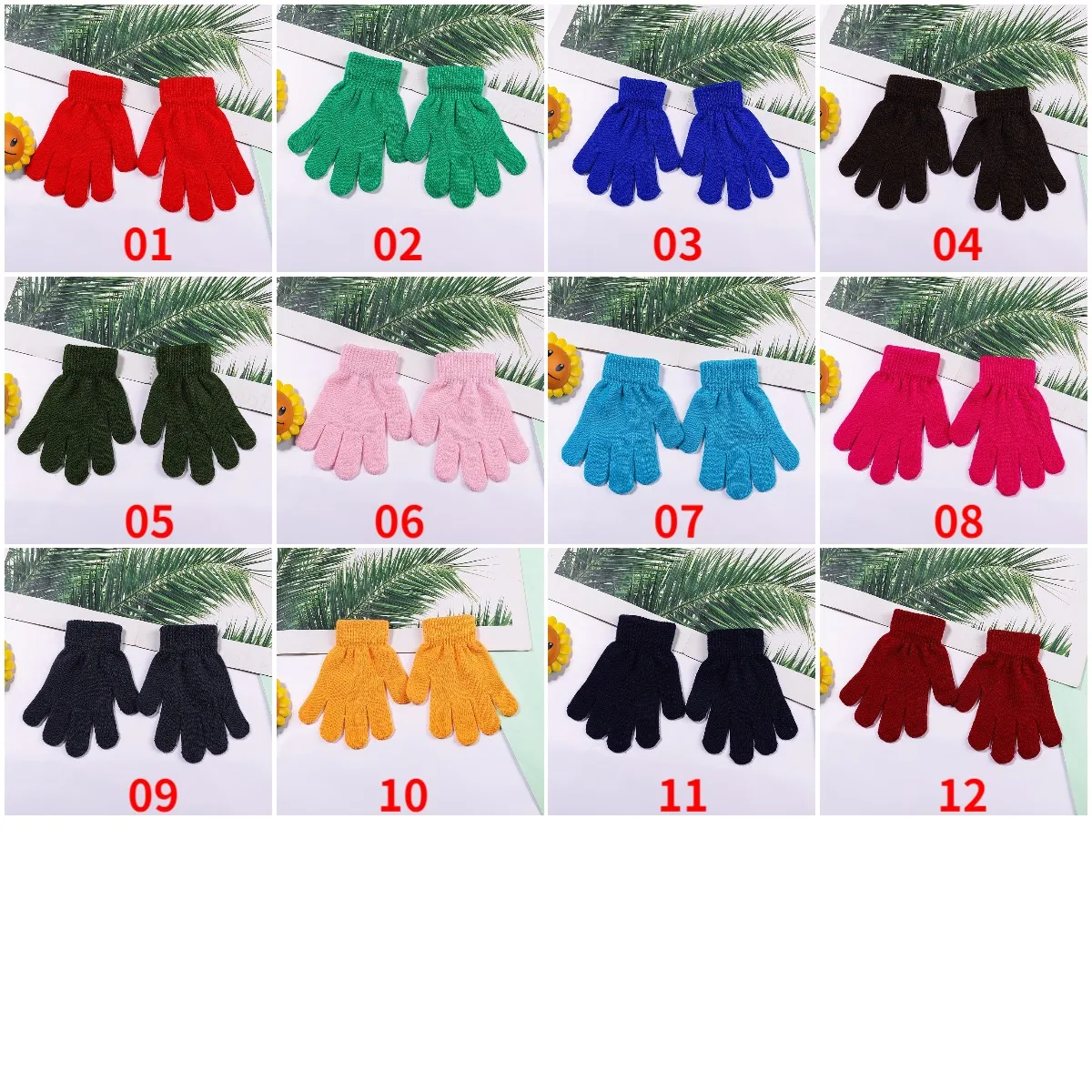 Wholesales Boys Girls Ski Cycling Travel Warm Gloves Toddler Kids Baby Winter Knitted Acrylic Gloves