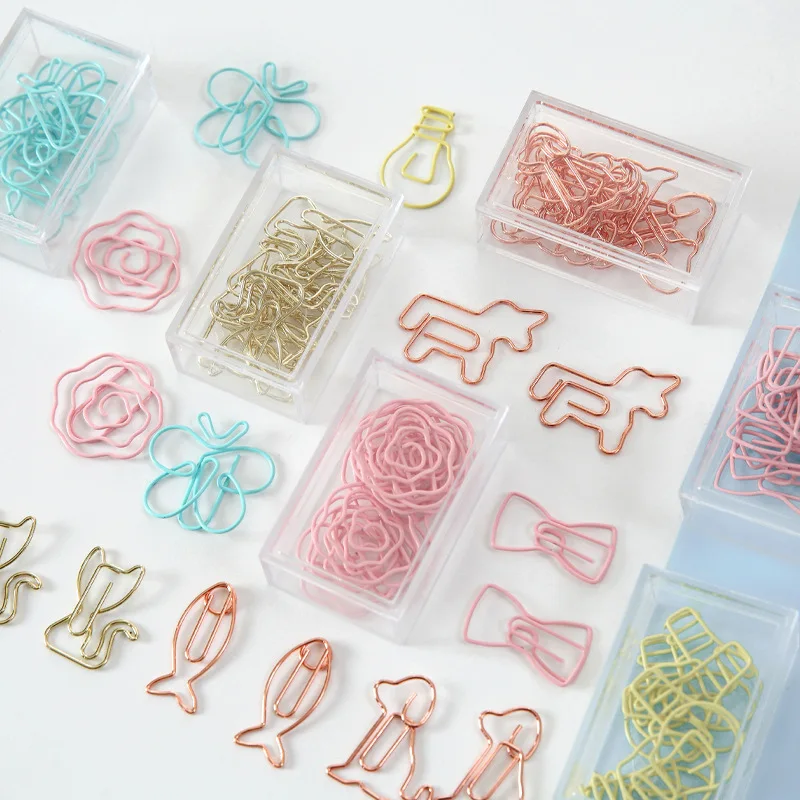 Cute Creative Hollow Paper Clip Set Stationery Material Bookmark Thread Clip Papel Metal Clip Office Supplies