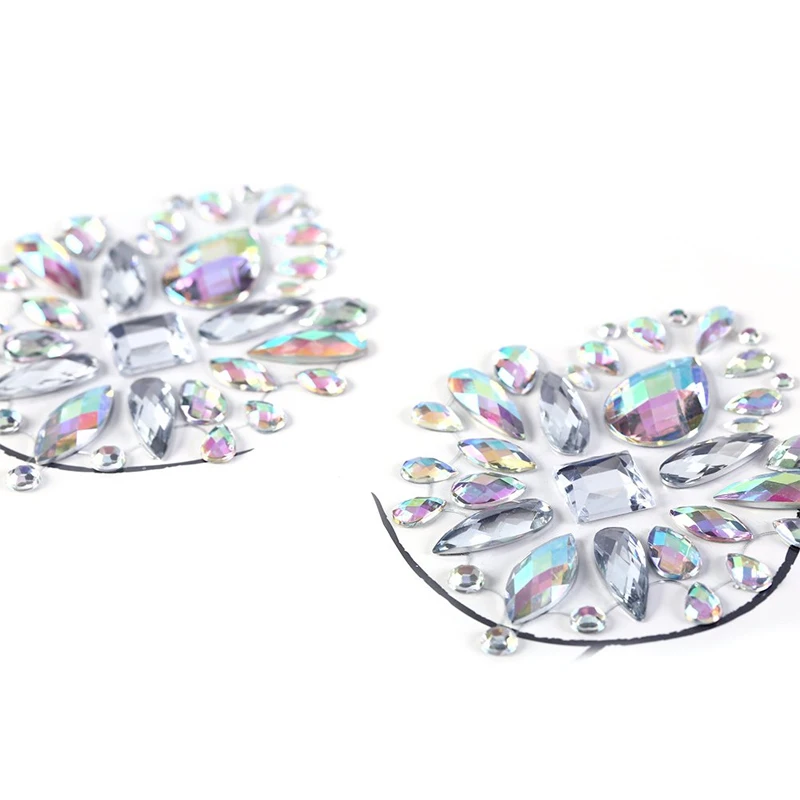 Sexy Chest Jewels Temporary Tattoo Sticker 3D Stage Rhinestone Flash Tattoo Adhesive Face Jewel Chest Gem Body Paint