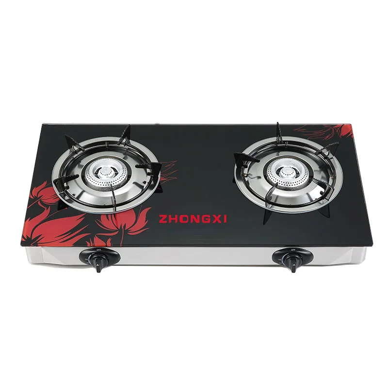 2 Burner Iron Capsets Glass Gas Cooker Stove CKD Home Cooking Appliance Kitchen Cookware