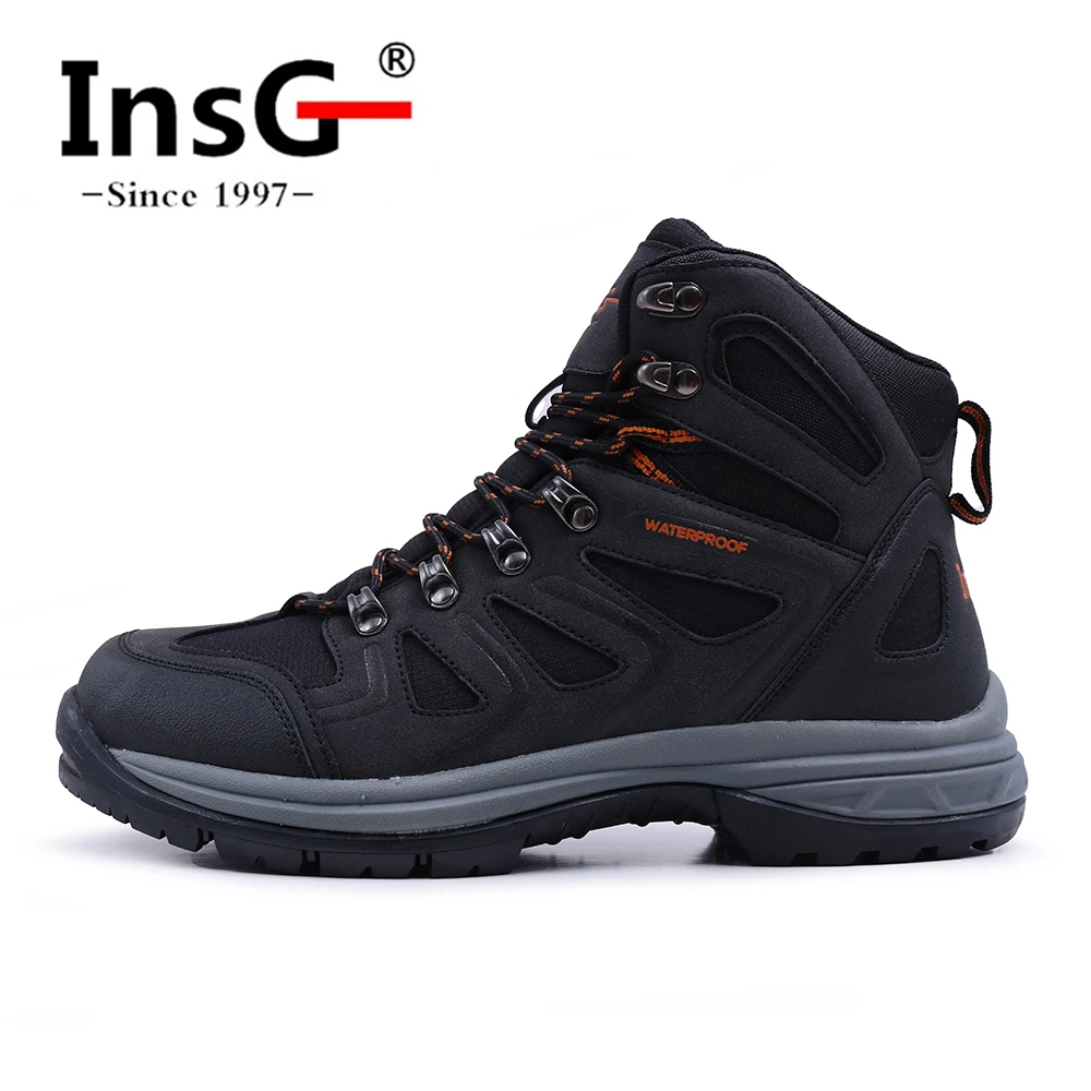 Fashion simple waterproof fabric upper hiking shoes anti slip men outdoor trekking boot