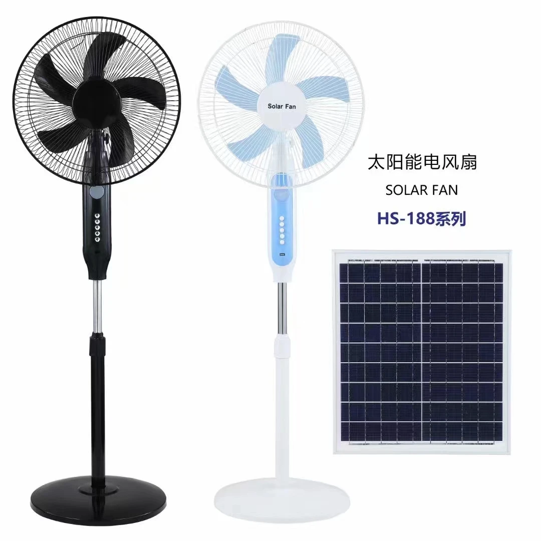 Wholesale 16 Inch 12V Solar Fan Solar Powered Rechargeable Fan Pricece Cheap Stand Solar Fan with Panel and LED Light