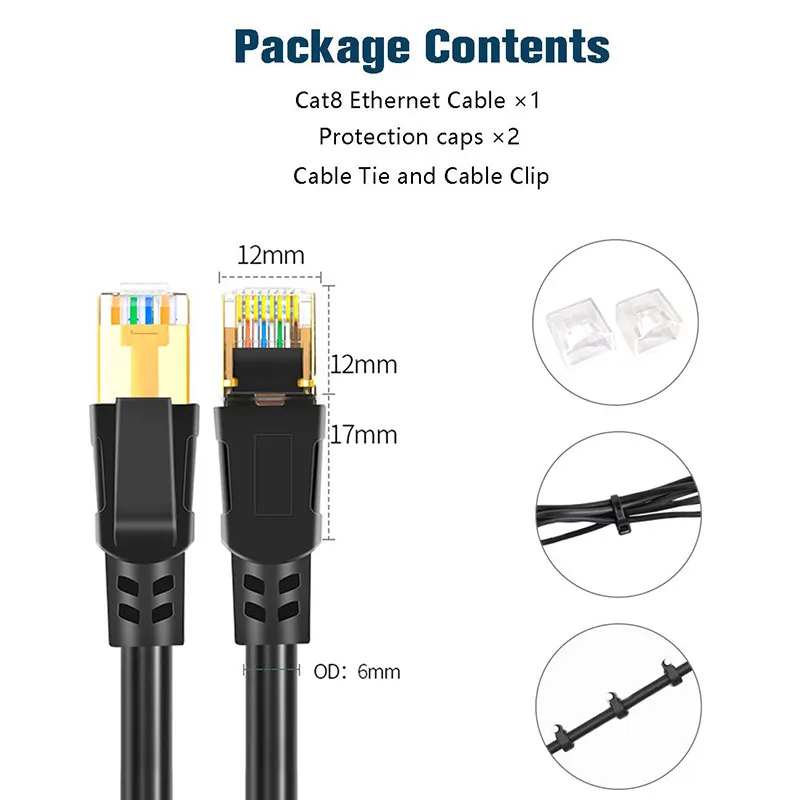 Wholesale Flexible Flat Utp Rj45 Connector 30AWG 40Gbps Cat8 PVC Patch Network Ethernet Cable