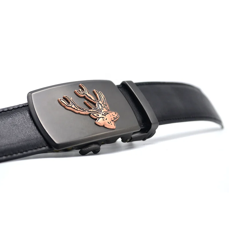 Guangzhou Carosung Custom Buckles Mens Deer Animal Logo Automatic Belt Buckle in Black for 35mm Leather Belts