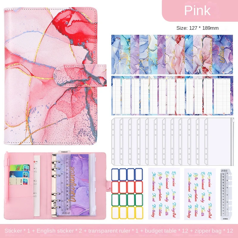 Budget Binder A6 Budget Binder with Zipper Envelopes Premium PU Leather Money Organizer for Cash Stuffing Budget Planner