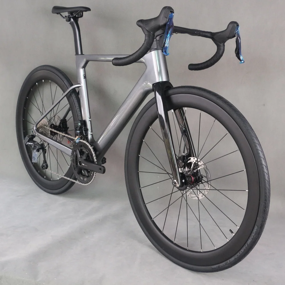 2x12 Speed Hydraulic Electronic Shifting Disc Brake Road bike TT-X42 Hidden Cable Gray Paint Carbon Normal Wheels