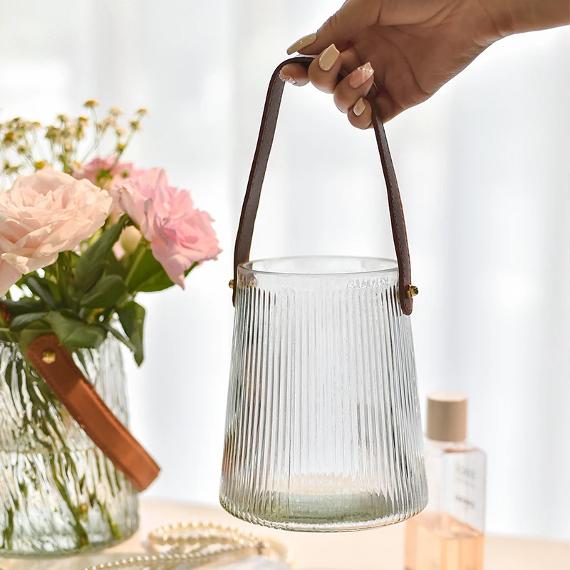 Custom Logo Widemouthed Luxury Nordic Glass Flower Vase For Home Decor Wedding Centerpiece