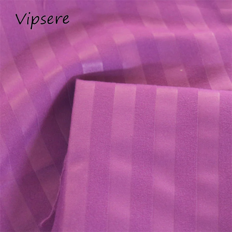 Luxury Purple 1cm embossed satin stripe custom fabric hotel 100% polyester quilt cover bedsheets fabric