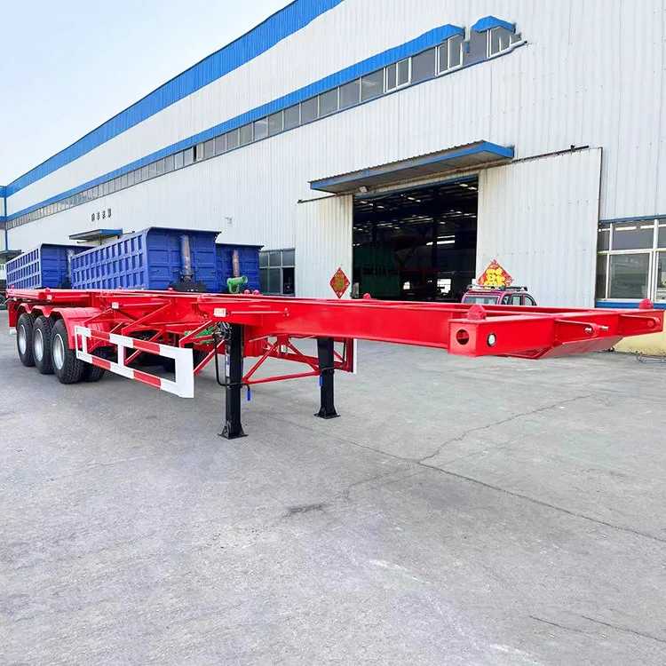 Hstar Brand 3 Axle 40ft Feet Used Container Shipping Trailer Chassis Second Hand Skeleton Semi Trailer For Sale