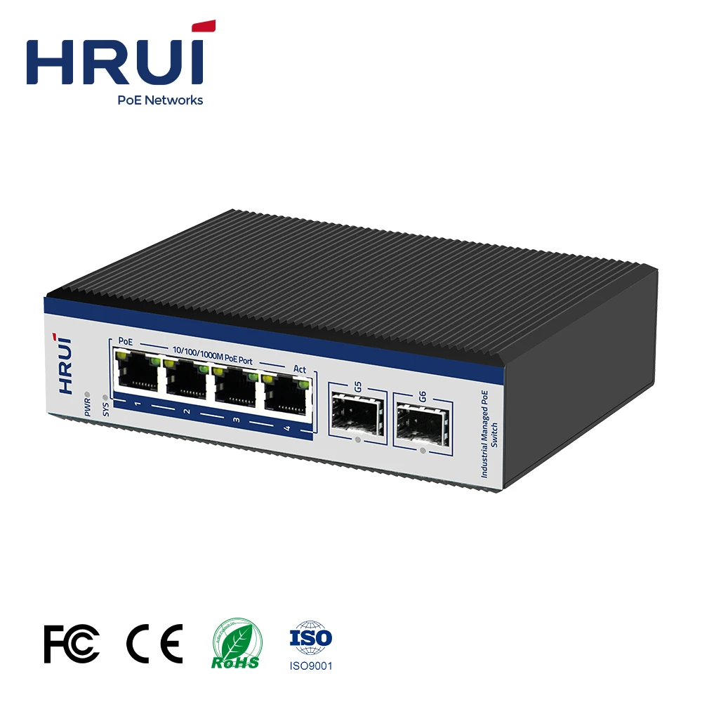 High-performence OEM DIN Rail Mini Console L2 Managed PoE Network Switch with Gigabit SFP Uplink
