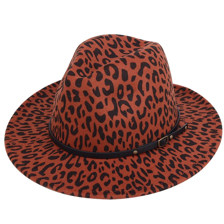 M1038-stylish леопардовые зимние Нью-Йорка шляпы для женщин фетровая шляпка шерстяная Стильная шляпа с Широкими Полями Фетровая в стиле джаз мужчин предварительно окрашенная оцинкованная сталь) низкой ценой