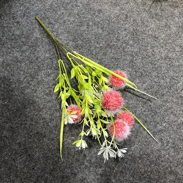 High Quality Hot Sale 5 Heads Christmas Ribbon Artificial Dandelion Flowers Christmas Gift Small Bouquets
