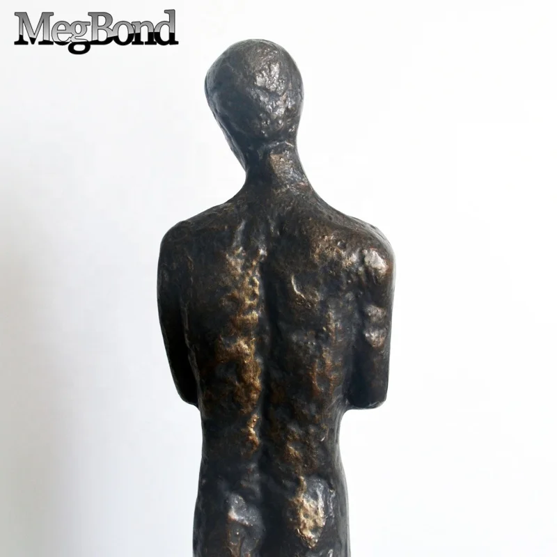 Antique bronze bodybuilding indoor abstract man sculpture, lost wax looking cast iron abstract statue