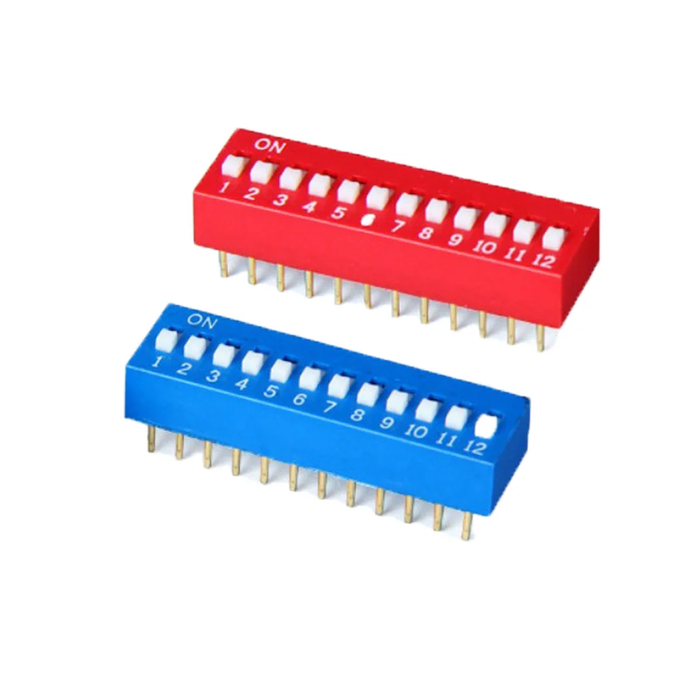 Thru-Hole 2 Position Dip Switch Red Color and Blue Color