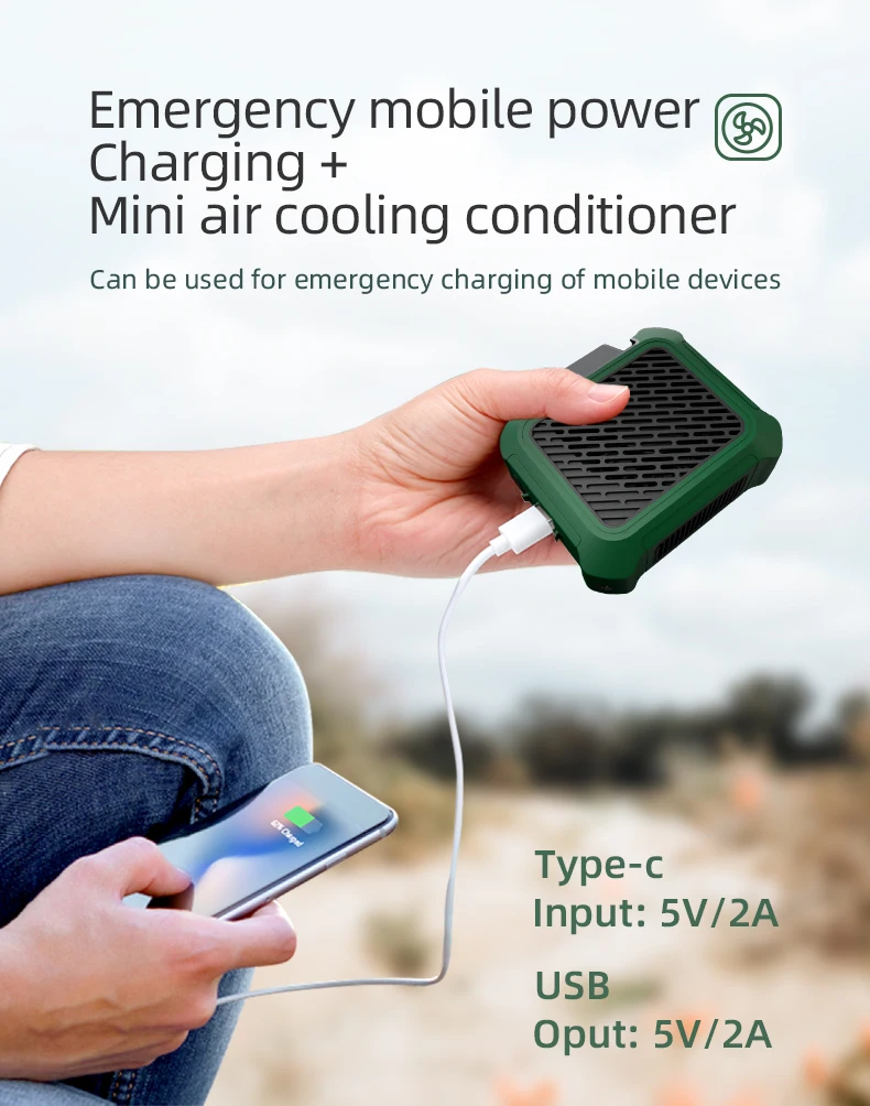 6000mAh Battery Air Cooler Mini Portable Rechargeable Bladeless Waist Hanging Neck Fan with Power Bank for Mobile Phone