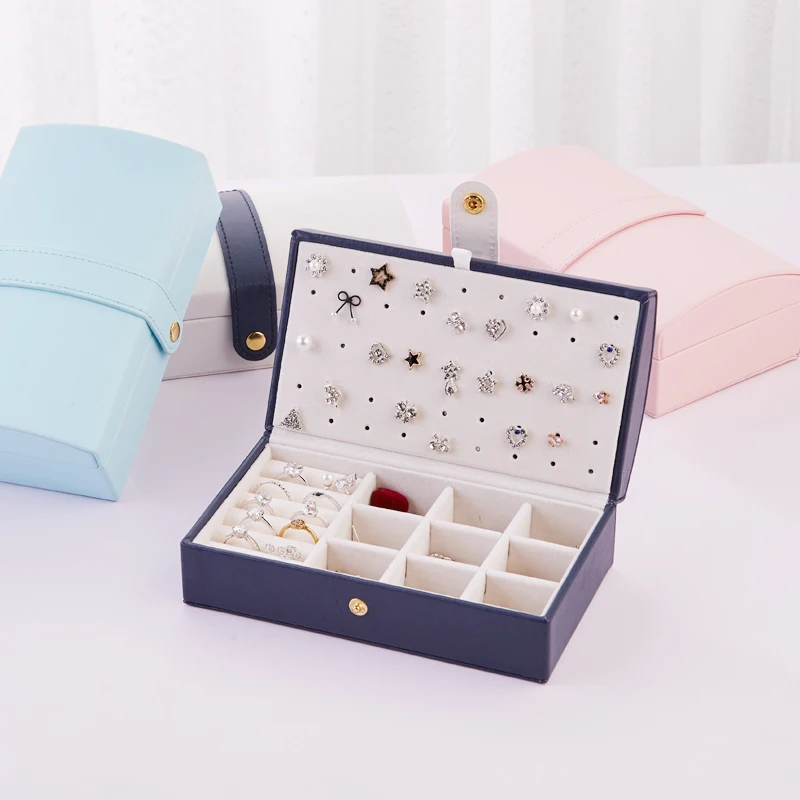 Wholesale Pu Leather Velvet Necklace Ring Earring Packaging Cajas Organizadoras Joyeos Jewellery Travel Portable Jewelry Box